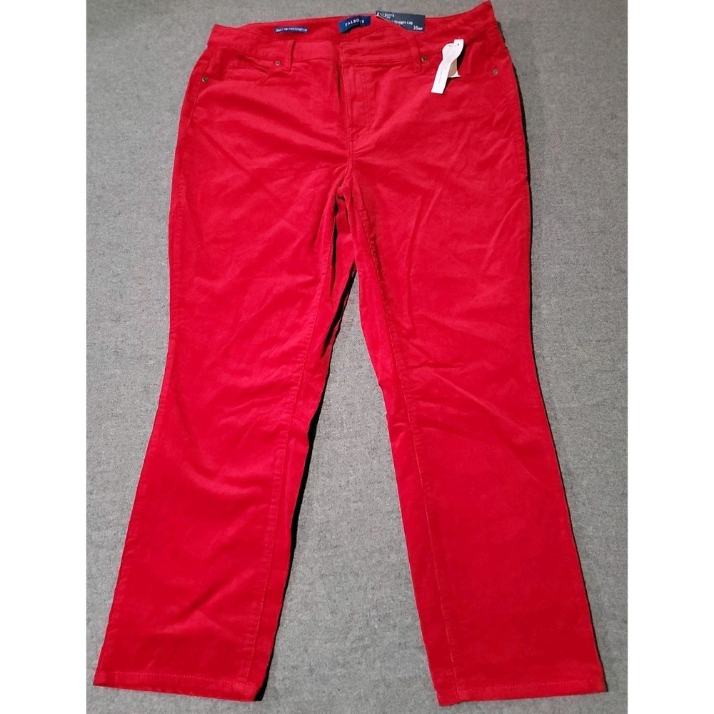 NWT Red Talbots Petite Flawless Slimming High Waist Straight Corduroy Pant 16WP